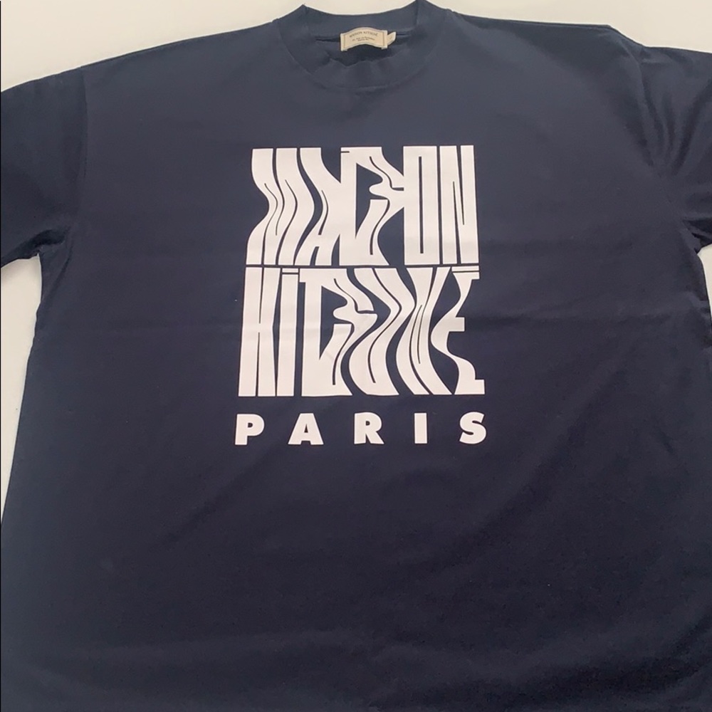 Maison Kitsuné oversized T-shirt L Navy wavy logo